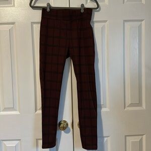 loft size extra small burgundy and black plaid legging